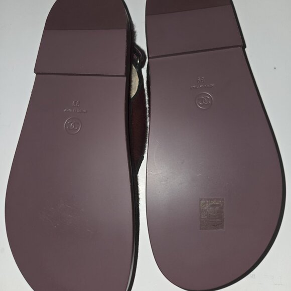 Chanel Burgundy Red Caviar Gold CC Logo Mule Slide Flat 39 - Picture 5 of 12